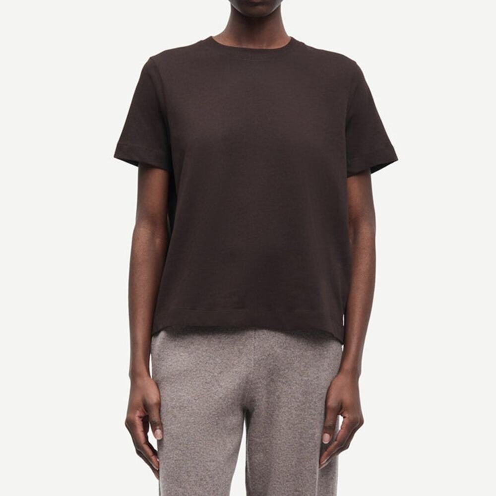 Samsoe Samsoe Camino SS T-shirt Womens XS Taupe Cotton Crewneck Short Sleeve